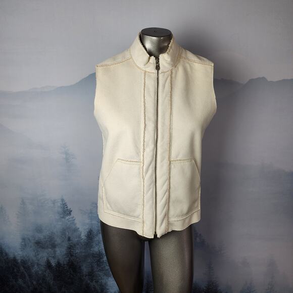J. Jill Faux Suede Fill Zip Sherpa Lined Vest | Women's Small - Picture 1 of 13